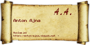 Anton Ajna névjegykártya